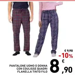 Spazio Conad Pantalone uomo o donna con coulisse quadri flanella tinto filo offerta