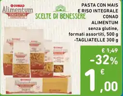 Spazio Conad Pasta con mais e riso integrale Conad Alimentum senza glutine offerta