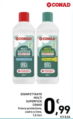Spazio Conad Disinfettante multi superficie Conad fresca protezione, cedro e lime offerta