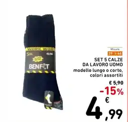 Spazio Conad Set 5 calze da lavoro uomo Benfat offerta