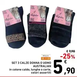 Spazio Conad Set 3 calze donna o uomo Australian offerta