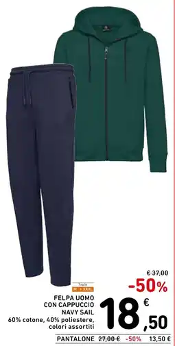 Spazio Conad Felpa uomo con cappuccio navy sail offerta