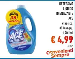 Spazio Conad Detersivo liquido igienizzante Ace classico offerta