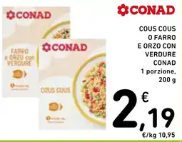 Spazio Conad Cous cous o farro e orzo con verdure Conad offerta