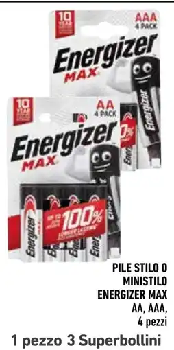 Spazio Conad Pile stilo o ministilo Energizer Max offerta