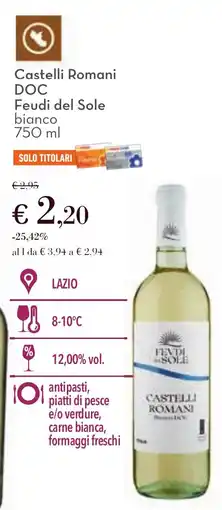 Conad Castelli Romani DOC Feudi del Sole bianco offerta