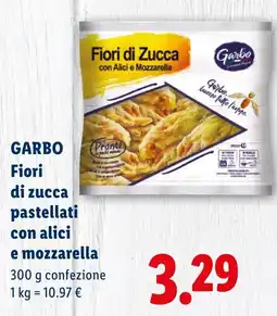 Lidl Garbo Fiori di zucca pastellati con alici e mozzarella offerta
