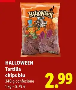 Lidl Halloween tortilla chips blu offerta