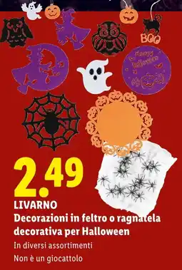 Lidl Decorazioni in feltro o ragnatela decorativa per Halloween offerta