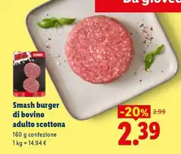 Lidl Smash burger di bovino adulto scottona offerta