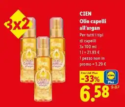 Lidl Cien Olio capelli all’argan offerta