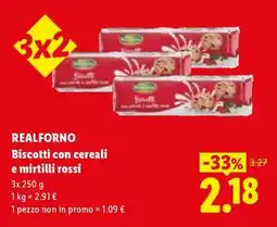 Lidl Realforno Biscotti con cereali e mirtilli rossi offerta