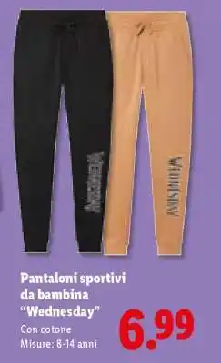 Lidl Pantaloni sportivi da bambina 'Wednesday' offerta