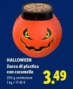 Lidl HALLOWEEN Zucca di plastica con caramelle offerta
