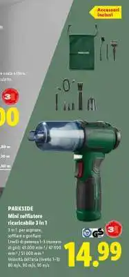 Lidl Parkside Mini soffiatore ricaricabile 3 in 1 offerta
