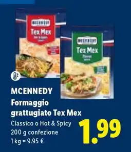 Lidl MCENNEDY Formaggio grattugiato Tex Mex offerta