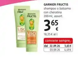 dm drogerie markt Garnier Fructis shampoo o balsamo con cheratina offerta