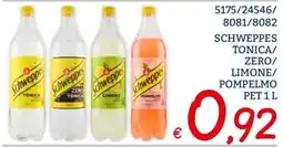 Zona Schweppes Tonica/Zero/Limone/PompeLmo offerta