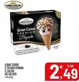 Ard Discount Cono Terre e Tesori Panna e Cacao offerta