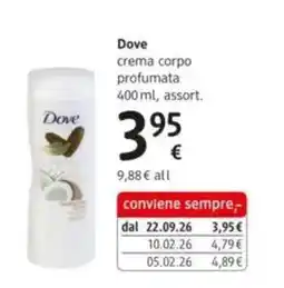 dm drogerie markt Dove crema corpo profumata offerta