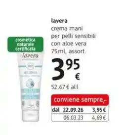 dm drogerie markt l avera crema mani per pelli sensibili con aloe vera offerta