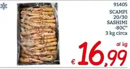 Zona Scampi sashimi offerta