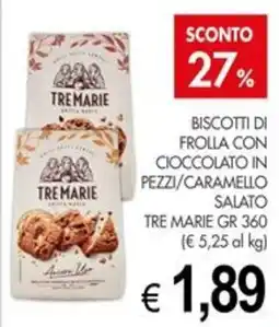 PrestoFresco Biscotti di frolla con cioccolato in pezzi/caramello salato Tre Marie offerta