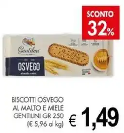 PrestoFresco Biscotti Osvego al malto e miele Gentilini offerta