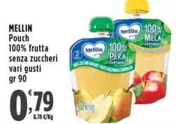 Rossotono Carrefour Mellin Pouch 100% frutta senza zuccheri offerta