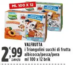 Rossotono Carrefour Valfrutta i Triangolini succhi di frutta offerta