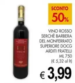 PrestoFresco Vino rosso Serchè Barbera del Monferrato Superiore DOCG offerta