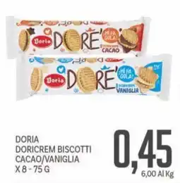 Supermercati Piccolo Doria Doricrem biscotti cacao/vaniglia offerta