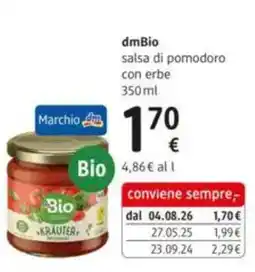 dm drogerie markt dmBio salsa di pomodoro con erbe offerta