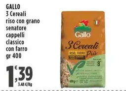 Rossotono Carrefour Gallo 3 Cereali riso con grano senatore cappelli classico offerta