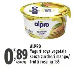 Rossotono Carrefour ALPRO Yogurt soya vegetale senza zuccheri mango offerta