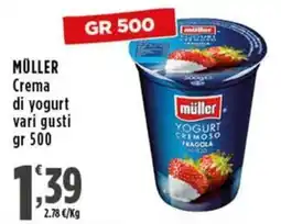 Rossotono Carrefour Müller Crema di yogurt vari gusti offerta
