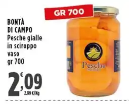 Rossotono Carrefour Bontà di campo Pesche gialle in sciroppo offerta