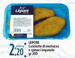 Rossotono Carrefour Lepore Cotolette di merluzzo e spinaci impanate offerta