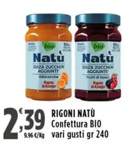 Rossotono Carrefour Rigoni Natù Confettura BIO offerta