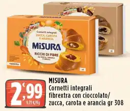 Rossotono Carrefour Misura cornetti integrali fibrextra con cioccolato offerta