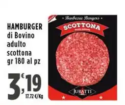 Rossotono Carrefour Hamburger di Bovino adulto scottona offerta