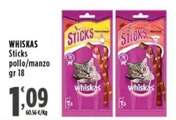 Rossotono Carrefour Whiskas Sticks pollo/manzo offerta