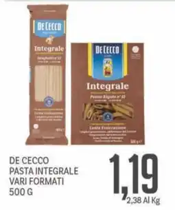 Supermercati Piccolo De Cecco pasta integrale offerta