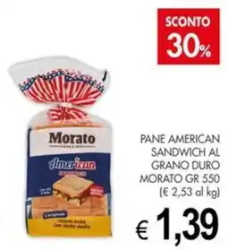 PrestoFresco Pane American Sandwich al Grano Duro Morato offerta