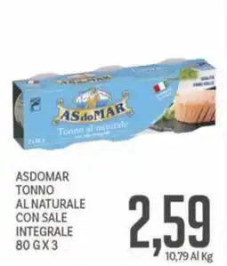 Supermercati Piccolo Asdomar tonno al naturale con sale integrale offerta