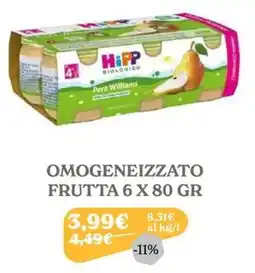 Iperbimbo HiPP Biologico Pera Williams offerta