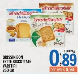 Gruppo Pascar Grissin Bon fette biscottate vari tipi offerta