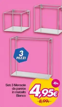 Franzy's Set 3 Mensole da parete in metallo Bianco offerta