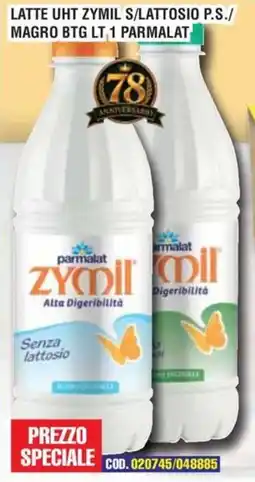 Immenso Cash Latte UHT Zymil S/Lattosio P.S. Magro BTG LT 1 Parmalat offerta