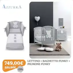 Iperbimbo Azzurra Lettino + Bagnetto Funky + Piumone Funky offerta